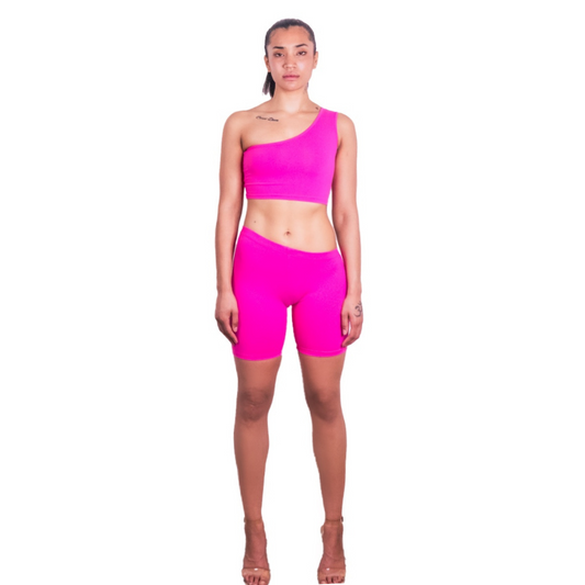 AVERY BIKER SHORTS- HOT PINK